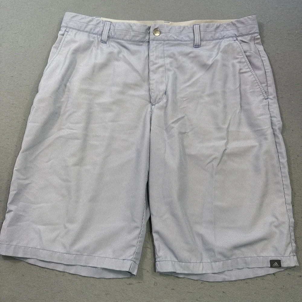 Adidas Shorts Mens 36 blue microstripe Climacool Golf Casual Lightweight Outdoor